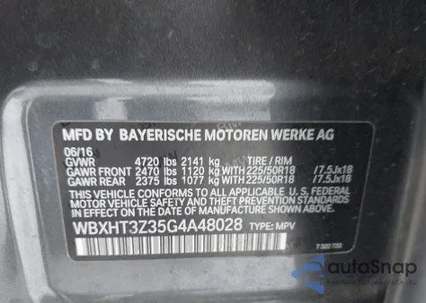 2016 BMW X1 xDrive28I from USA, damaged, VIN WBXHT3Z35G4A48028
